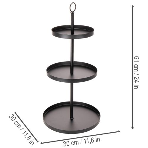 Soporte redondo de metal de tres niveles para servir, ideal para la decoración de mesas de varios niveles, 61 cm. | Floristik24.es