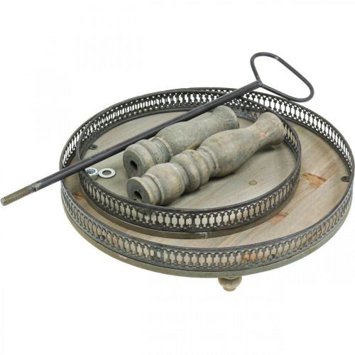 Artículo Soporte para Tartas Deco Plantas de Madera Soporte para Tartas Vintage H47cm Ø34cm