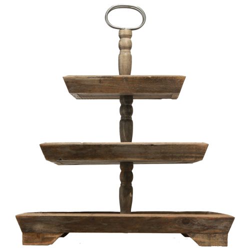 Floristik24 Soporte para tartas vintage de madera de 3 niveles, cuadrado, marrón, 50x40x64cm