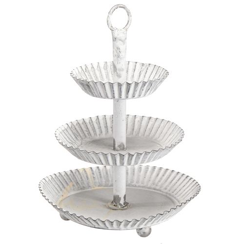Floristik24 Bandeja metálica de 3 niveles blanca Al. 23 cm