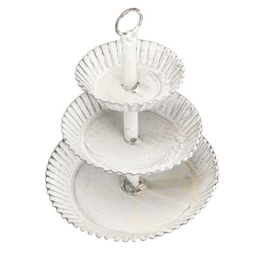 Floristik24 Bandeja metálica de 3 niveles blanca Al. 23 cm