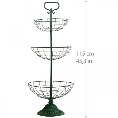 Floristik24 Soporte para Tartas Metal XXL, Soporte para Tartas Verde Vintage H115cm Ø35/30/25.5cm