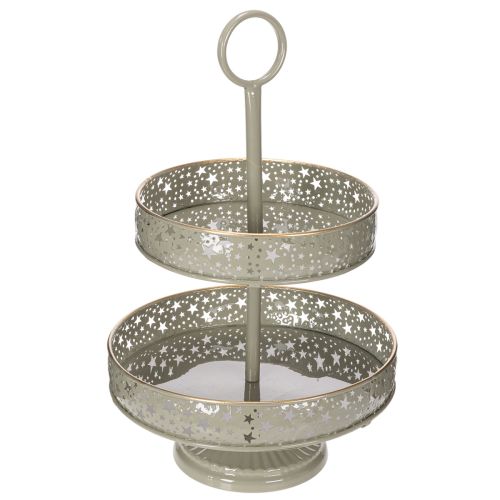 Bandeja decorativa de dos niveles con asa, diseño de estrella, 49 cm.