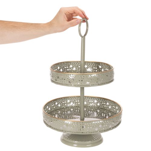 Bandeja decorativa de dos niveles con asa, diseño de estrella, 49 cm. | Floristik24.es