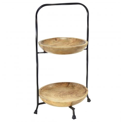 Soporte para tartas de 2 niveles Madera Natural Metal Negro Ø19cm H40cm