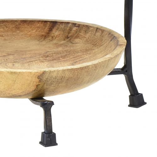 Floristik24 Soporte para tartas de 2 niveles Madera Natural Metal Negro Ø19cm H40cm