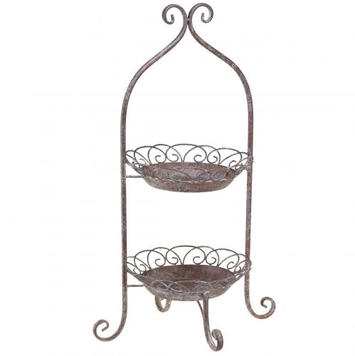 Artículo Etagere de metal 2 niveles marrón blanco Ø25,5cm 63,5cm