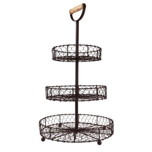 Floristik24 Etagere vintage metal marrón 3 niveles Ø28,5cm H53cm