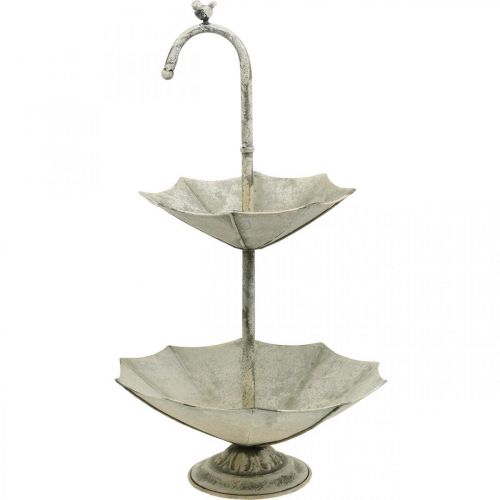 Floristik24 Soporte para tartas de metal con aspecto vintage y pantalla gris desgastada con pájaro Al. 60 cm