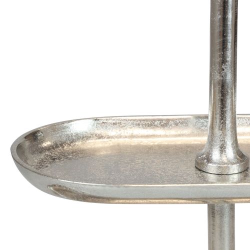 Floristik24 Soporte para tartas decoración de mesa plateada de metal vintage 2 niveles 52×16×39cm