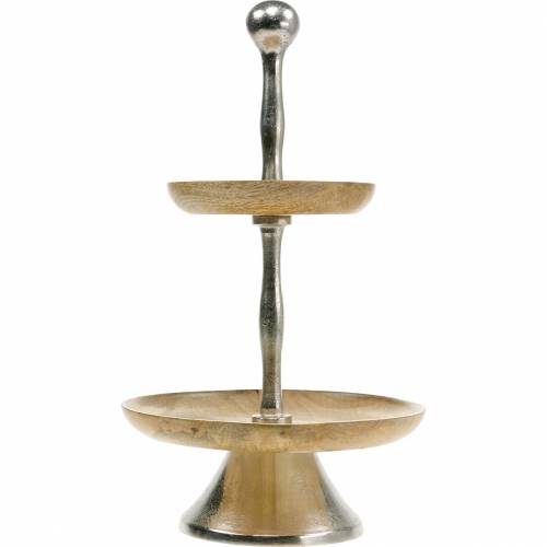 Floristik24 Etagere madera de mango / alpaca decoración madera auténtica 2 niveles