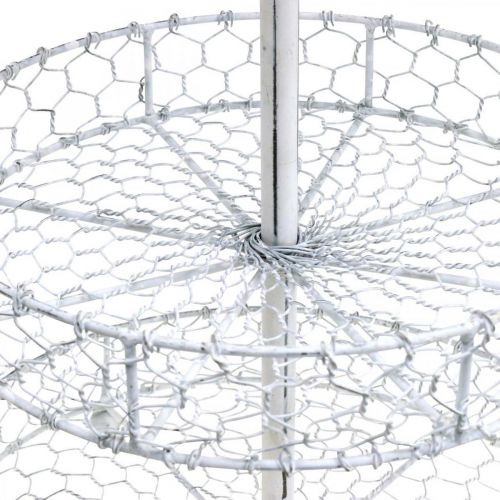 Floristik24 Soporte para pasteles hecho de cestas de celosía, decoración de metal blanco lavado Shabby Chic H54cm Ø30/25/20cm
