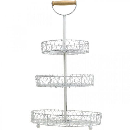 Floristik24 Soporte para pasteles hecho de cestas de celosía, decoración de metal blanco lavado Shabby Chic H54cm Ø30/25/20cm