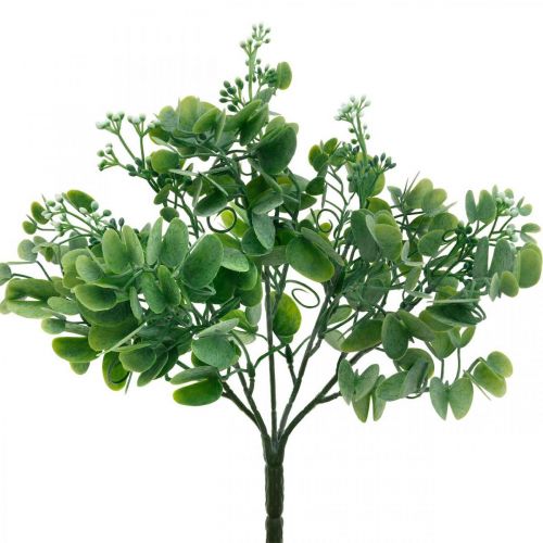 Decoración de boda Ramas de eucalipto artificial con decoración de flores Ramo verde, blanco 26 cm