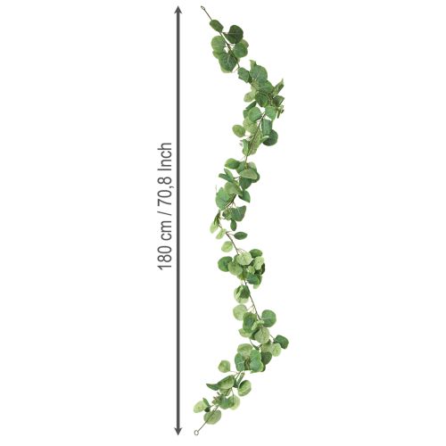 Artículo Guirnalda de hojas artificiales de eucalipto verde con 2 ojales, 160 cm