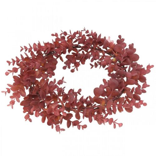 Floristik24 Corona decorativa eucalipto rojo Corona de eucalipto artificial Ø32cm