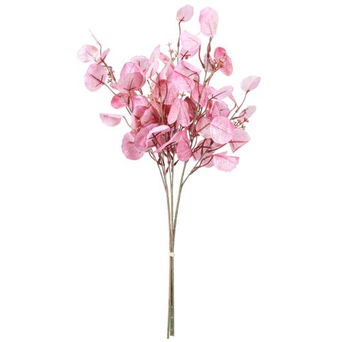 Artículo Rama de eucalipto purpurina eucalipto artificial rosa 65cm 3ud