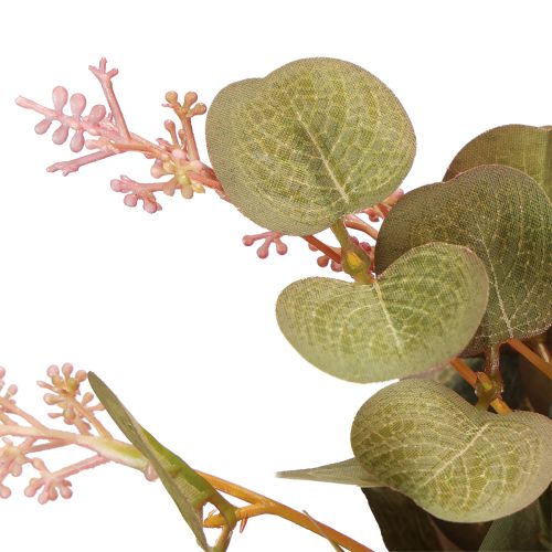 Artículo Ramas artificiales de eucalipto con flores rosas, 45 cm, 3 piezas