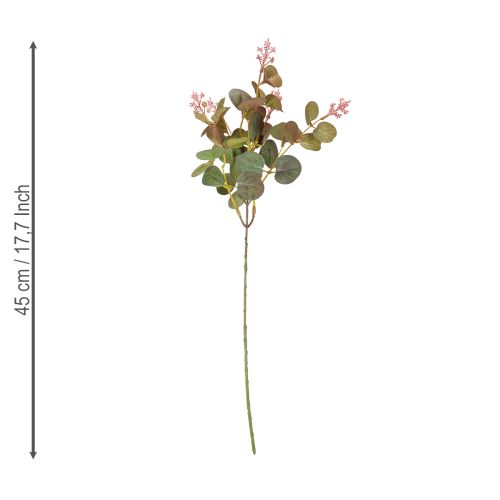 Artículo Ramas artificiales de eucalipto con flores rosas, 45 cm, 3 piezas
