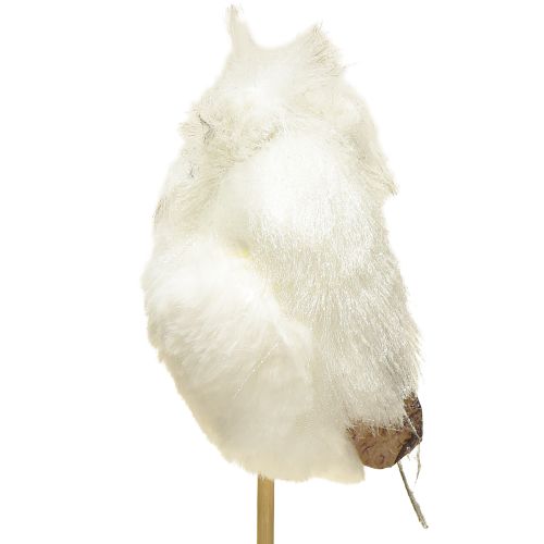 Artículo Búho en la caña blanco 9cm L48cm