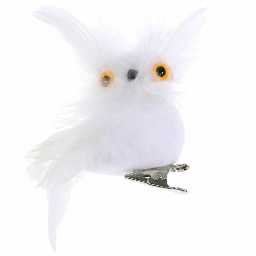 Floristik24 Búho decorativo en clip blanco 10cm 4pcs