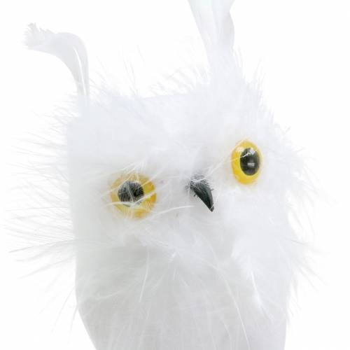 Artículo Decoración del ramo Owl White 10cm 2 piezas