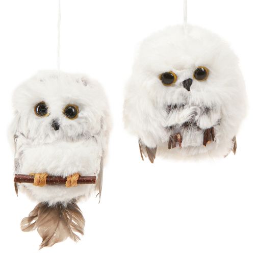 Artículo Búho decoración figuras de búhos para colgar blanco gris 6cm 4ud