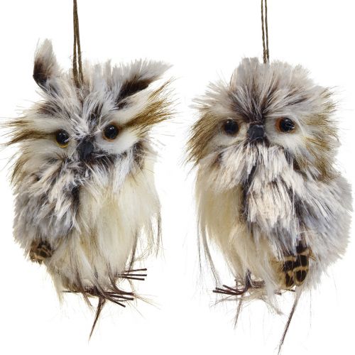 Artículo Búho decorativo figuras de búhos pequeños, decoración de animales del bosque 11cm blanco-marrón 2ud