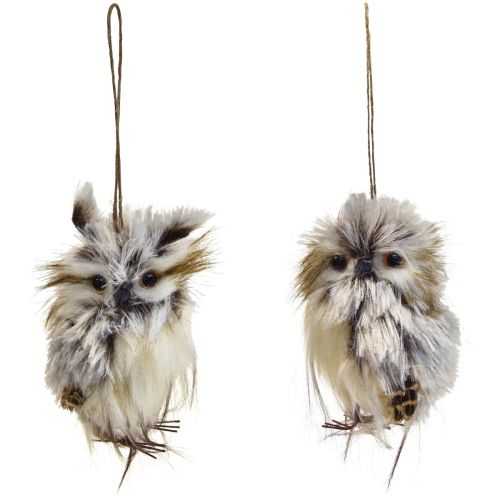 Artículo Búho decorativo figuras de búhos pequeños, decoración de animales del bosque 11cm blanco-marrón 2ud