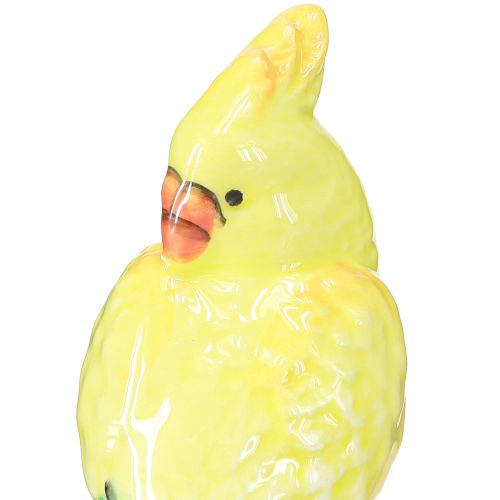 Artículo Candelabro exótico de cerámica con pájaros pintados a mano H14,5cm 2 uds