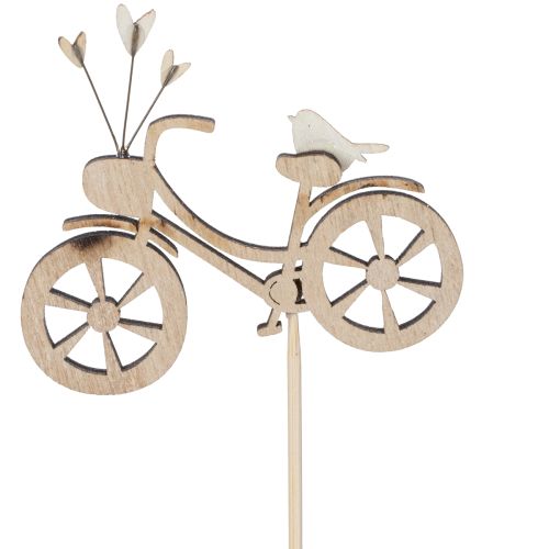 Artículo Estacas de madera con motivo de bicicleta para un ambiente romántico primaveral en el salón, 8 cm, 12 piezas