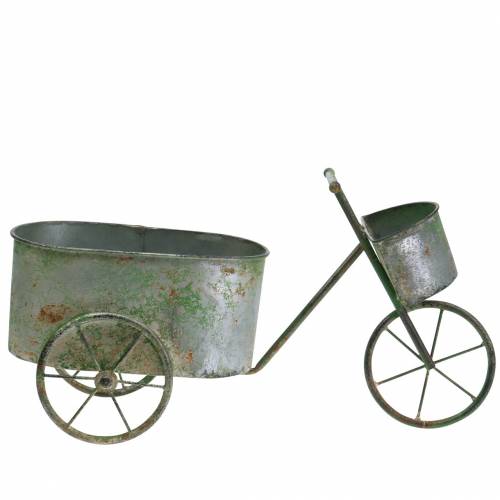 Floristik24 Macetero bicicleta zinc gris, verde 40 × 14 × 21cm