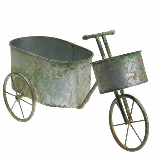 Floristik24 Macetero bicicleta zinc gris, verde 40 × 14 × 21cm