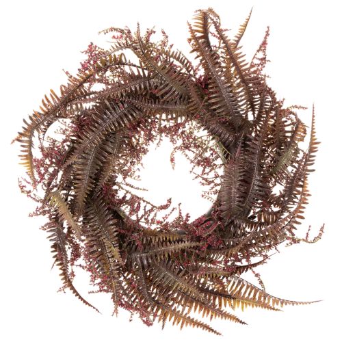 Corona artificial con ramas de helecho, decoración otoñal, 35 cm.