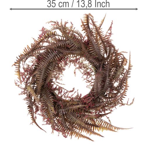 Corona artificial con ramas de helecho, decoración otoñal, 35 cm. | Floristik24.es