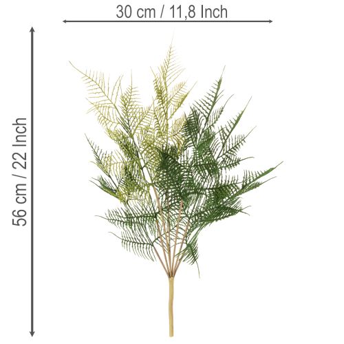 Decoración artificial de rama de helecho, verde, de aspecto realista, 56 cm. | Floristik24.es