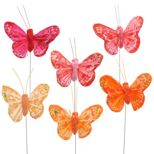Floristik24 Pluma mariposa naranja-rojo 5cm 24pcs