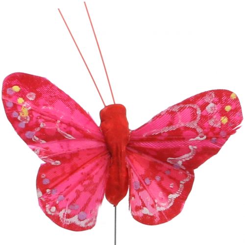 Artículo Pluma mariposa naranja-rojo 5cm 24pcs
