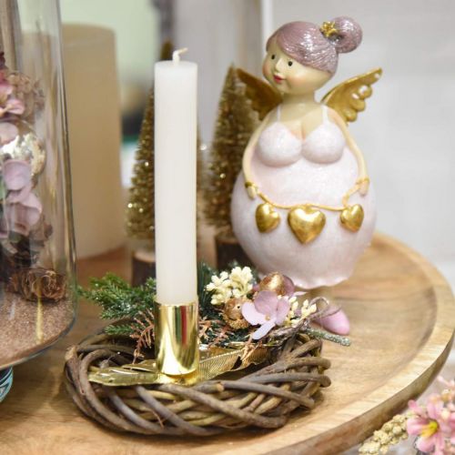 Floristik24 Candelabro con resorte, decoración de metal, portavelas, decoración de Adviento dorado Ø2.2cm L13cm 4ud