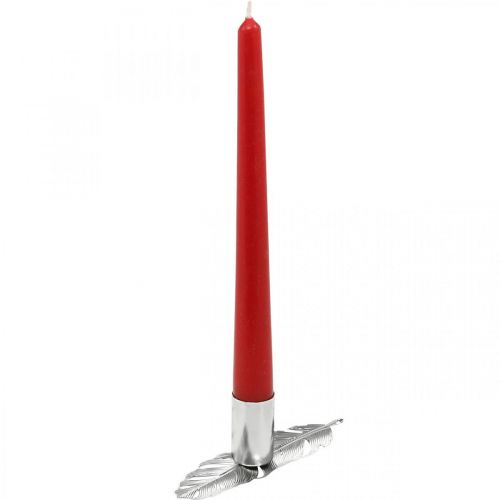 Floristik24 Plumas con portavelas, resortes metálicos, portavelas plateado Ø2.2cm L13cm 4ud