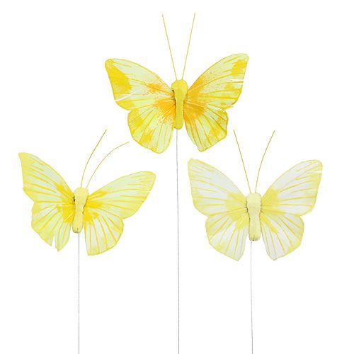 Floristik24 Pluma Mariposa 10cm Amarillo 12pcs