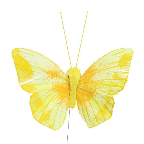 Floristik24 Pluma Mariposa 10cm Amarillo 12pcs