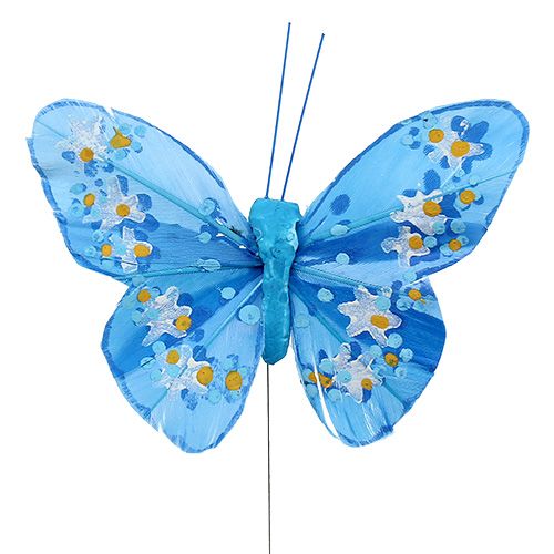 Floristik24 Surtido de plumas y mariposas 8,5cm de colores. 12 piezas