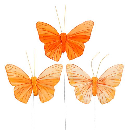 Floristik24 Pluma mariposa 8cm naranja 24pcs