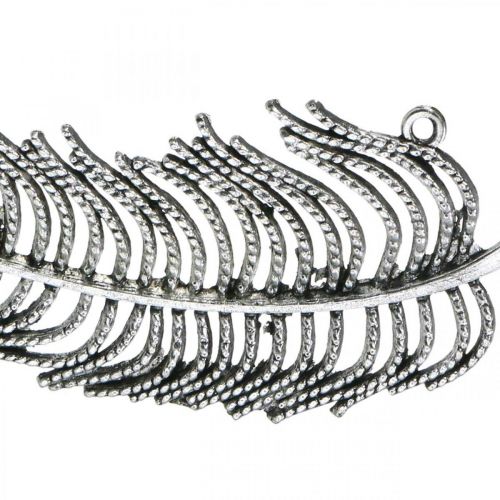 Floristik24 Plumas para decorar, decoración dispersa, plumas de metal, fabricación de joyas plata L8cm 10pcs