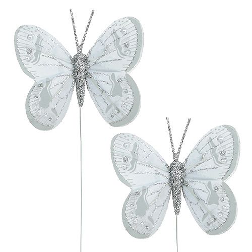 Floristik24 Primavera mariposa plata con mica 7cm 4pcs