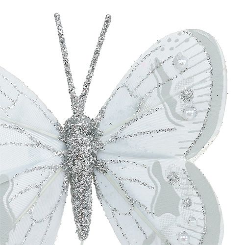 Floristik24 Primavera mariposa plata con mica 7cm 4pcs