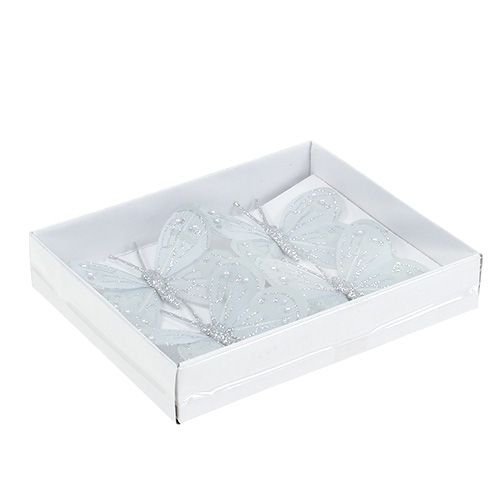 Floristik24 Primavera mariposa plata con mica 7cm 4pcs