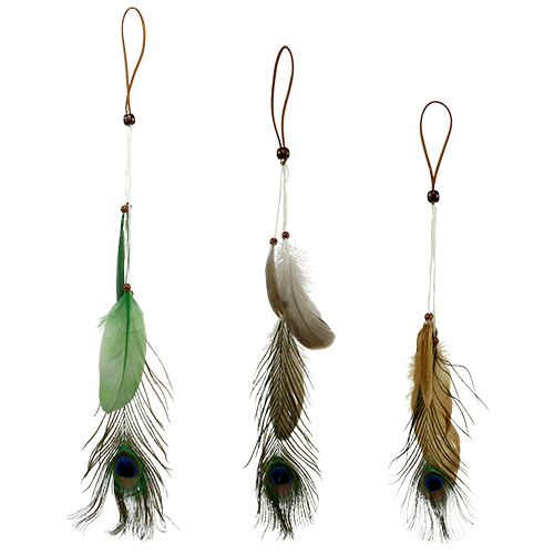 Floristik24 Percha de plumas pluma de pavo real 34cm 3 piezas