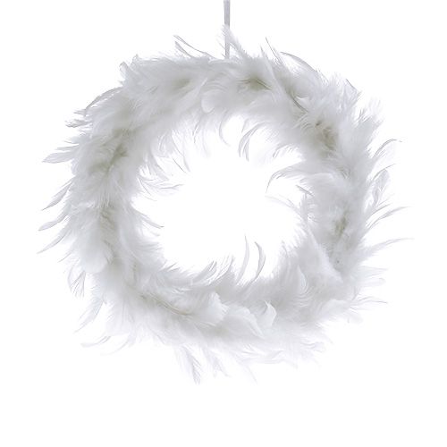 Floristik24 Corona de plumas Ø15cm blanco 4pcs